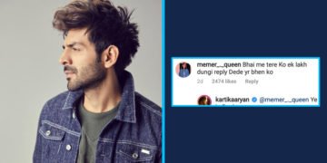 Kartik Aryan 1 lakh for replying to comment